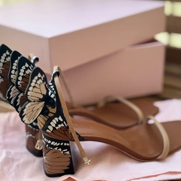 Sophia Webster Black and Brown Butterfly Sandals - Picture 4 of 11